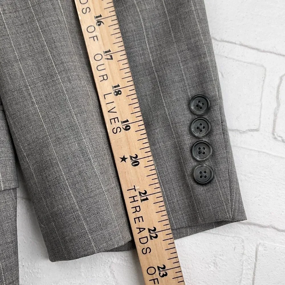 Corporate Image Tom James Suit Men 42 32Wx28L Gray White‎ Stripe Classic USA VTG